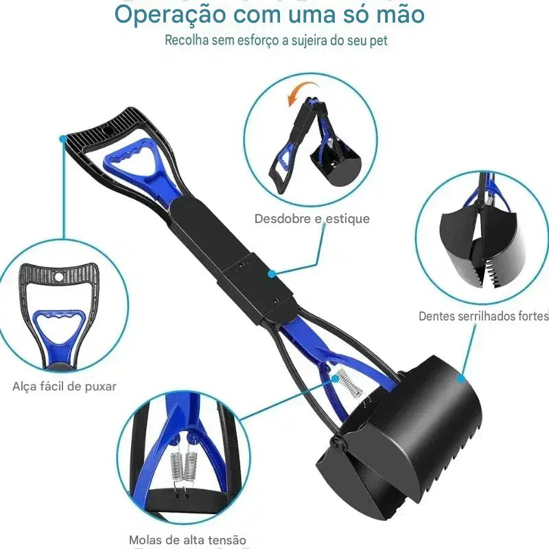 Pá Coletora de Fezes para Pets com Cabo Longo