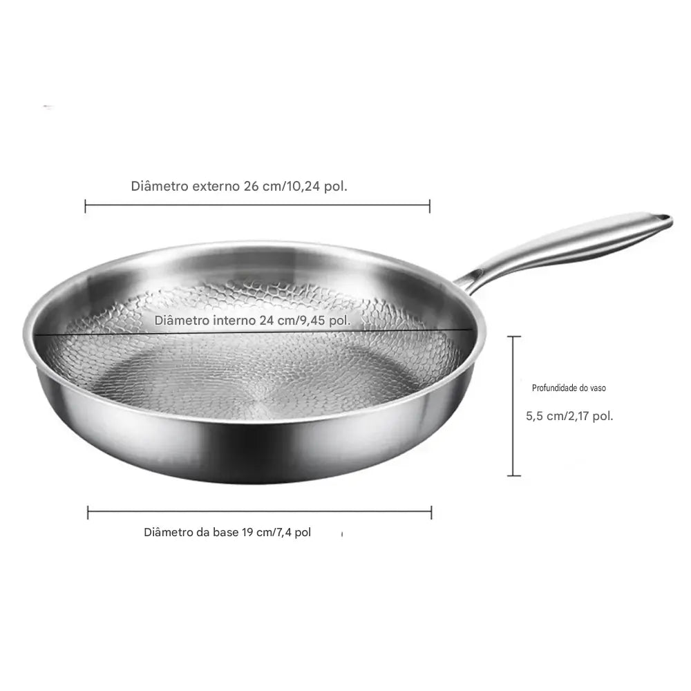 Frigideira Wok Titanium Chef em Aço Inox Antiaderente 22-30cm