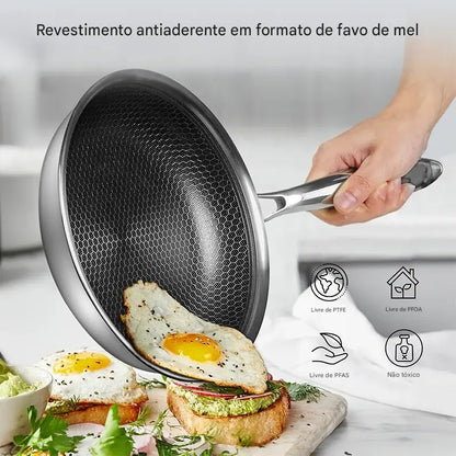 Frigideira Premium Antiaderente em Aço Inox – 20, 24 e 28cm