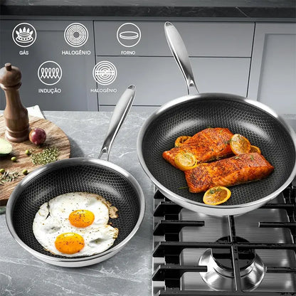 Frigideira Premium Antiaderente em Aço Inox – 20, 24 e 28cm