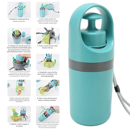 Coletor de Fezes Portátil para Pets com Dispenser de Sacolas