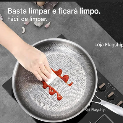 Frigideira Wok Titanium Chef em Aço Inox Antiaderente 22-30cm