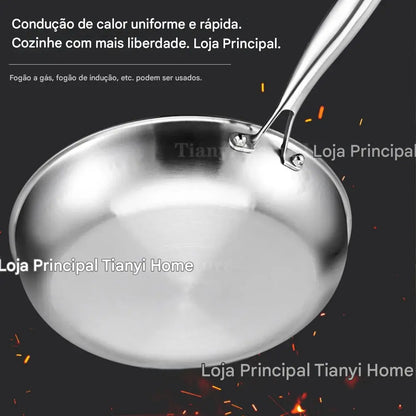 Frigideira Wok Titanium Chef em Aço Inox Antiaderente 22-30cm