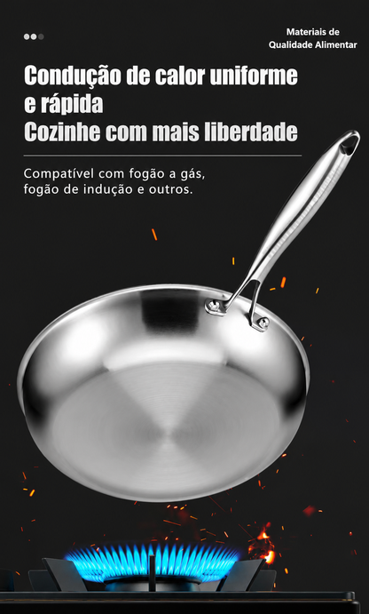Frigideira Wok Titanium Chef em Aço Inox Antiaderente 22-30cm
