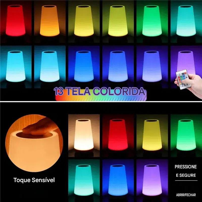 Luminária RGB Recarregável Portátil