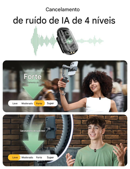Microfone Sem Fio MAONO Wave T1 Mini com Cancelamento de Ruído