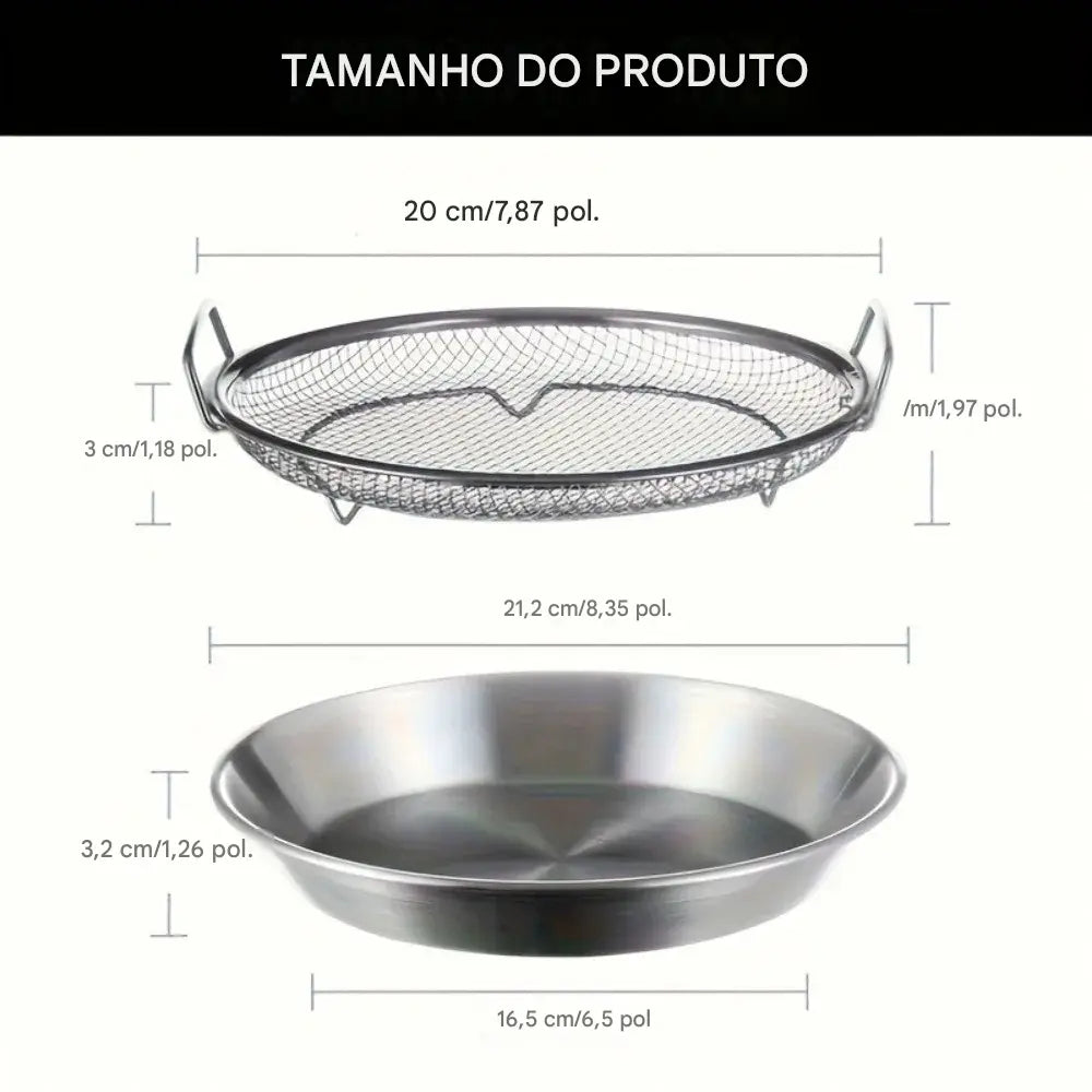 Escorredor para Frituras em Aço Inox com Bandeja Dobrável