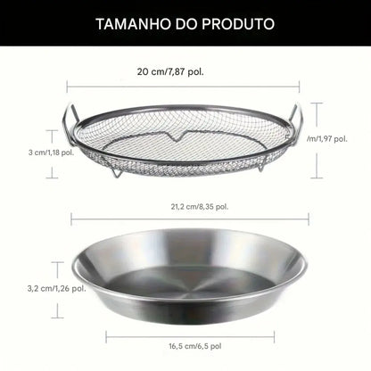 Escorredor para Frituras em Aço Inox com Bandeja Dobrável