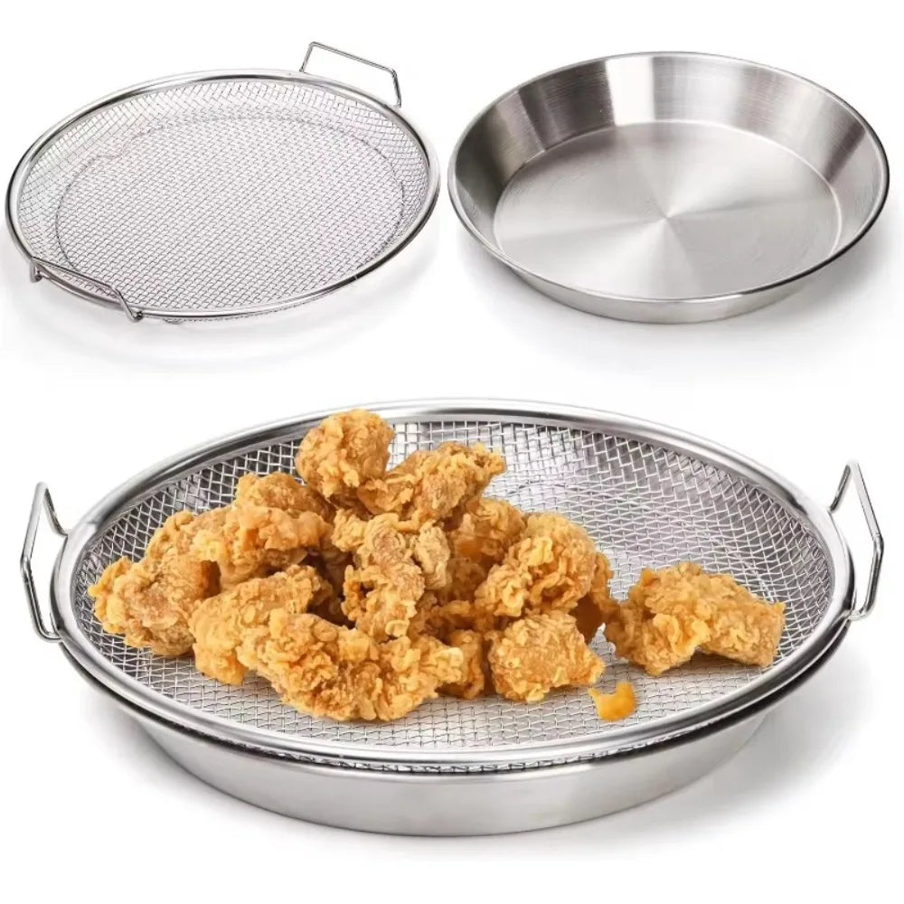 Escorredor para Frituras em Aço Inox com Bandeja Dobrável