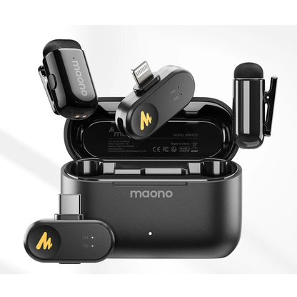Microfone Sem Fio MAONO Wave T1 Mini com Cancelamento de Ruído