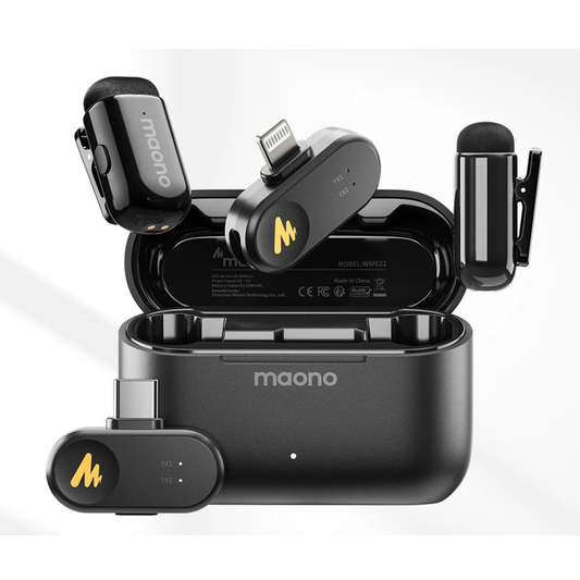 Microfone Sem Fio MAONO Wave T1 Mini com Cancelamento de Ruído
