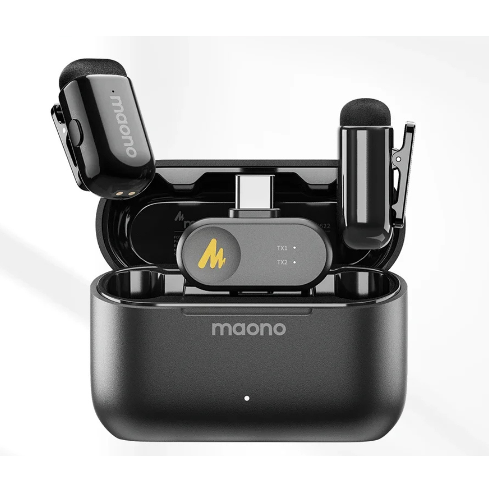 Microfone Sem Fio MAONO Wave T1 Mini com Cancelamento de Ruído