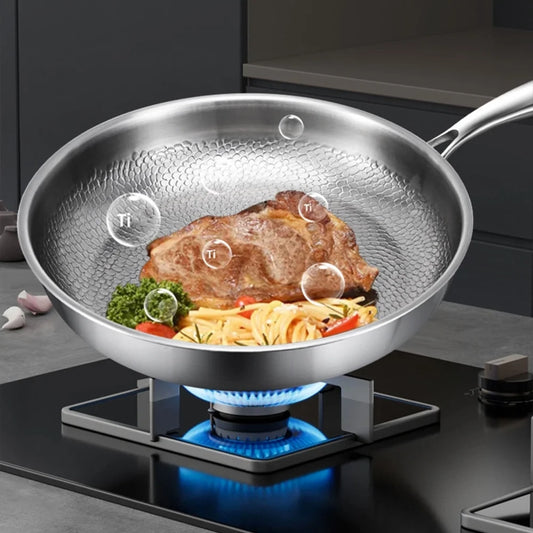Frigideira Wok Titanium Chef em Aço Inox Antiaderente 22-30cm